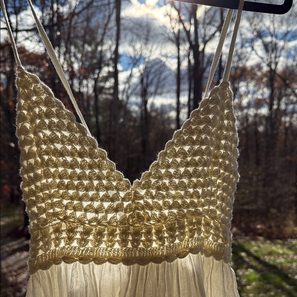 Aerie Ivory Knit Bodice Mini Dress - Picture 2 of 9